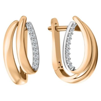 Изображение Золотые серьги с фианитами