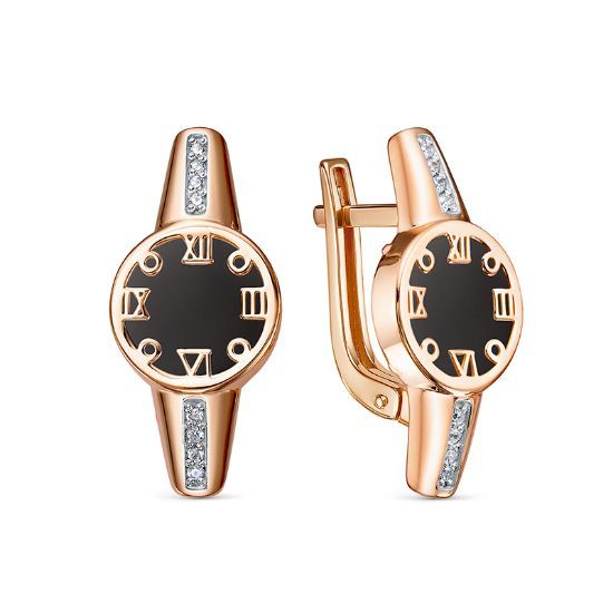 Изображение Золотые серьги с ониксом