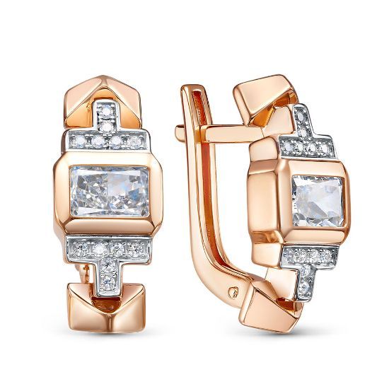 Изображение Золотые серьги с бриллианитом