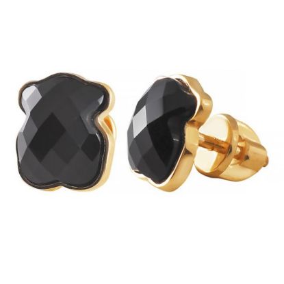 Изображение Золотые серьги-пусеты с агатом