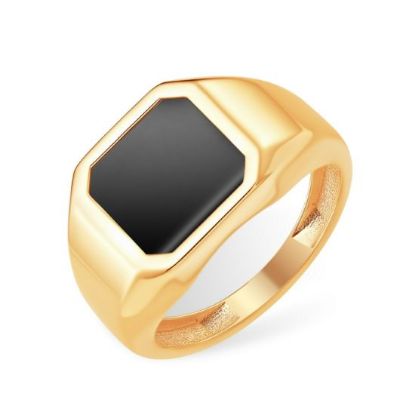 Изображение Золотая мужская печатка с ониксом