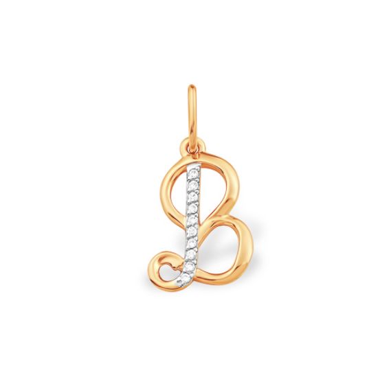 Изображение Золотая именная подвеска "В"