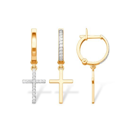 Изображение Золотые серьги-кресты 585 пробы