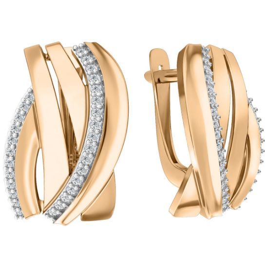 Изображение Золотые серьги с фианитами