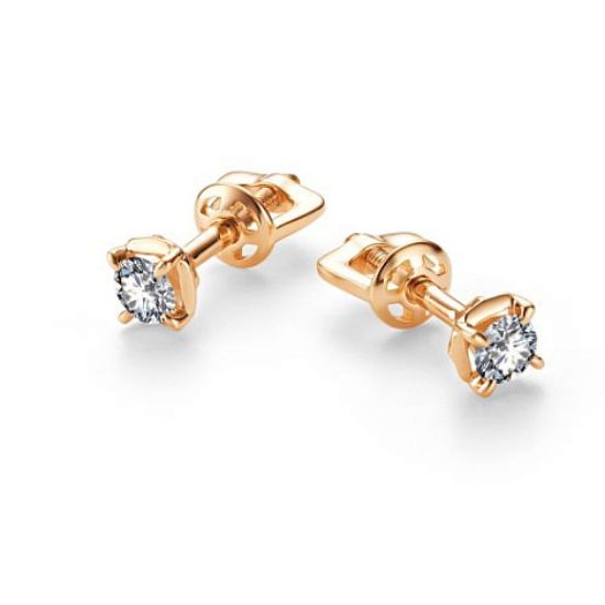 Изображение Золотые серьги-пусеты с бриллиантами