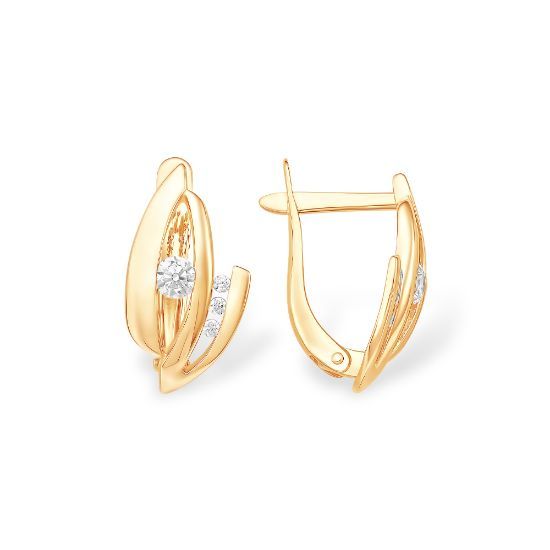 Изображение Золотые серьги с фианитами