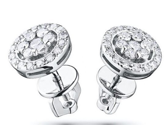 Изображение Золотые серьги-пусеты с бриллиантами