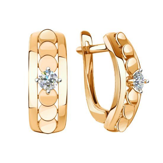 Изображение Золотые серьги с фианитами