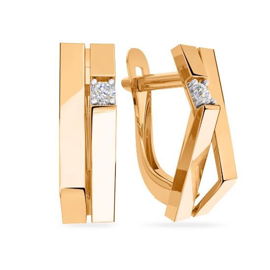 Изображение Золотые серьги с фианитом