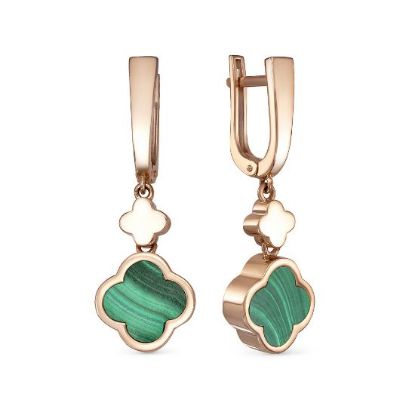 Изображение Золотые серьги с малахитом