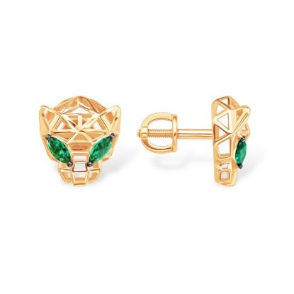 Изображение Золотые серьги-пусеты с фианитами