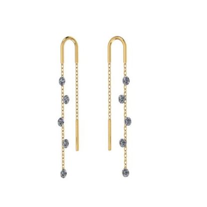 Изображение Золотые серьги-продевки с фианитами