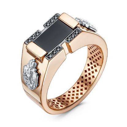 Изображение Золотая мужская печатка с ониксом