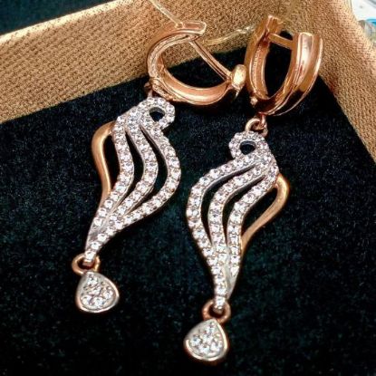 Изображение Золотые серьги-подвески 585 пробы