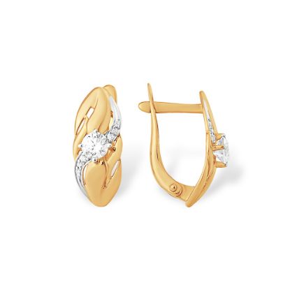 Изображение Золотые серьги с фианитом