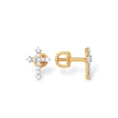 Изображение Золотые серьги-пусеты "Крестик"