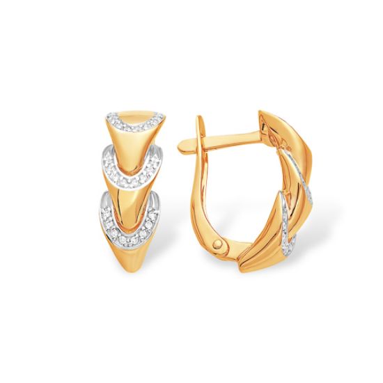 Изображение Золотые серьги с фианитами