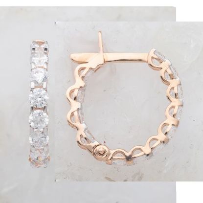 Изображение Золотые серьги-кольца с фианитами