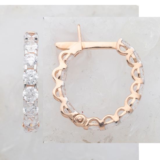 Изображение Золотые серьги-кольца с фианитами