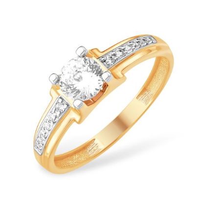 Изображение Золотое кольцо с бриллианитом