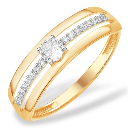 Изображение Золотое кольцо с фианитами