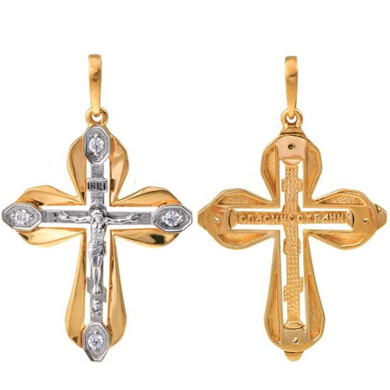 Изображение Золотой крестик с фианитами
