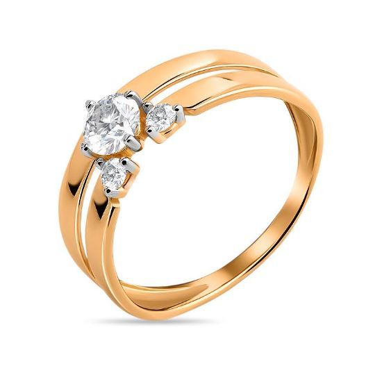 Изображение Золотое кольцо с фианитами