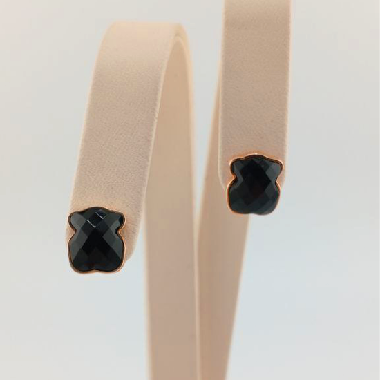 Изображение Золотые серьги-пусеты с агатом