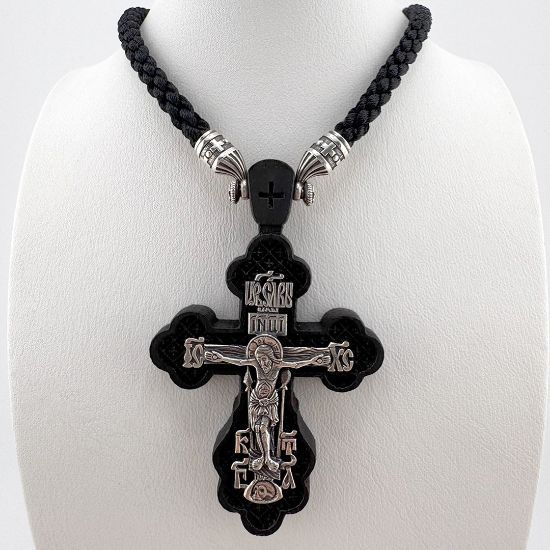 Изображение Крест на дереве с серебром 925 пробы