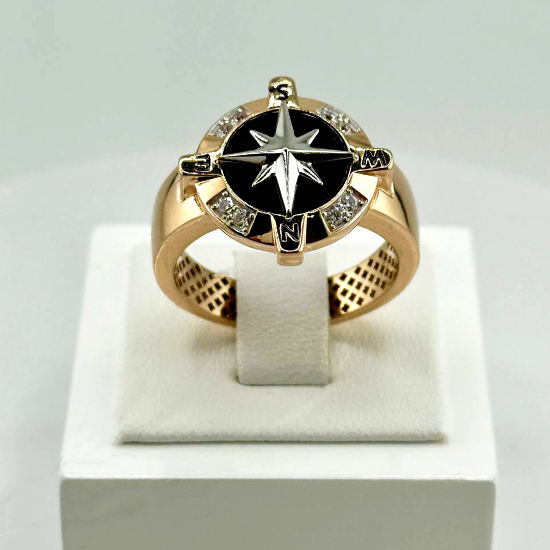 Изображение Золотая мужская печатка с ониксом