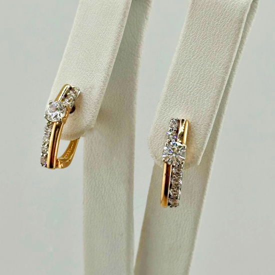 Изображение Золотые серьги с фианитами