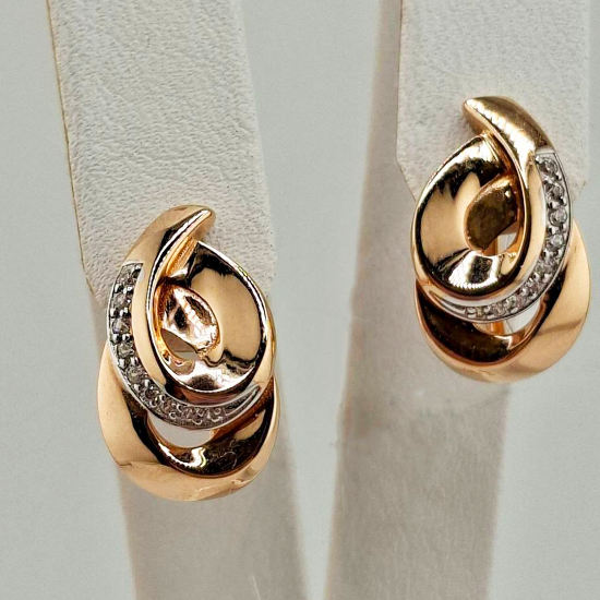 Изображение Золотые серьги с фианитами