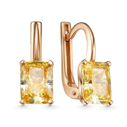 Изображение Золотые серьги с бриллианитом