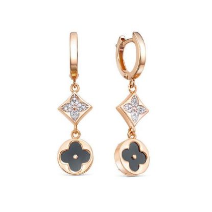 Изображение Золотые серьги с ониксом