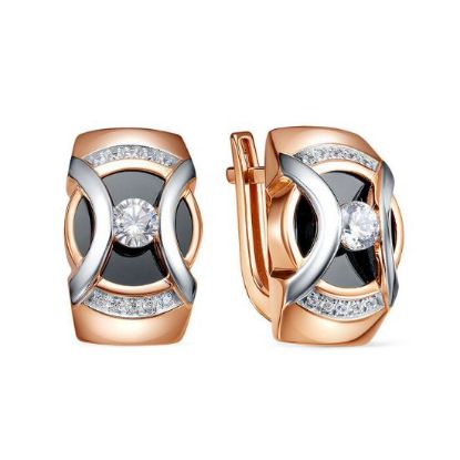 Изображение Золотые серьги с бриллианитом