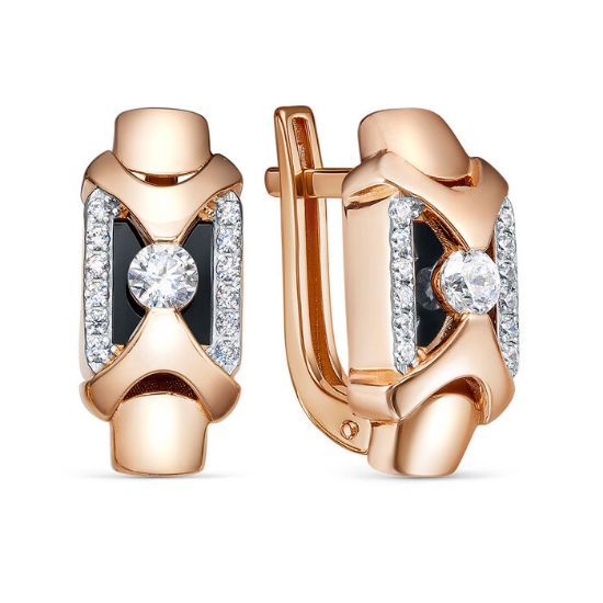 Изображение Золотые серьги с бриллианитом