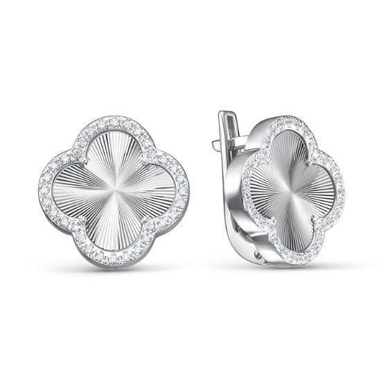 Изображение Серебряные серьги "Клевер"