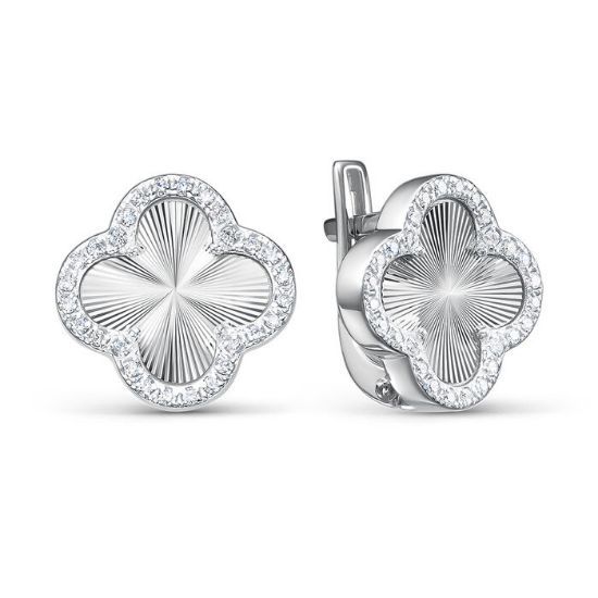 Изображение Серебряные серьги "Клевер"