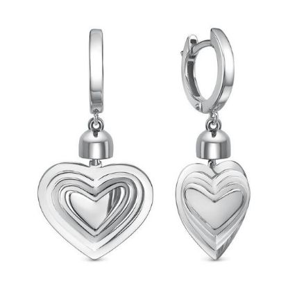 Изображение Серебряные серьги-сердечки