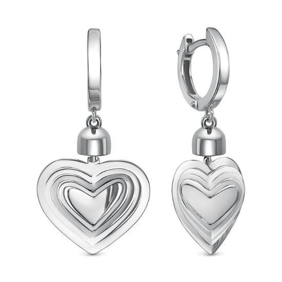 Изображение Серебряные серьги-сердечки