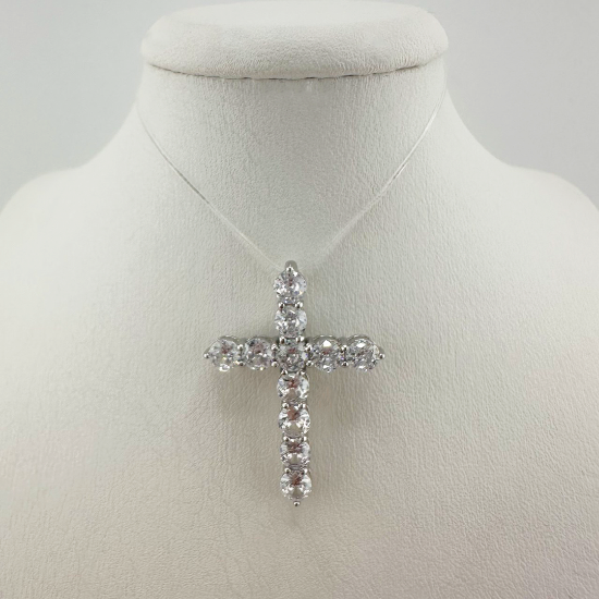 Изображение Серебряный крестик с фианитами