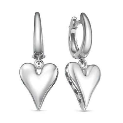 Изображение Серебряные серьги-подвески "Сердечки"