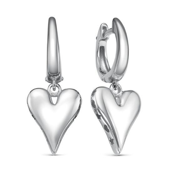 Изображение Серебряные серьги-подвески "Сердечко"