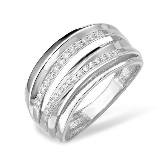 Изображение Серебряное кольцо с фианитами