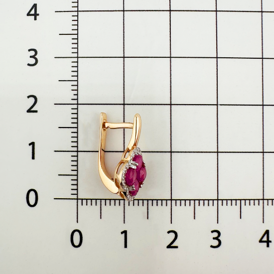 Изображение Золотые серьги с рубинами и бриллиантами