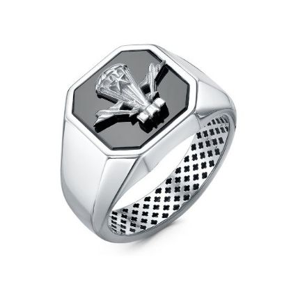 Изображение Серебряная мужская печатка с ониксом